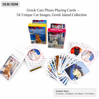 Cartes à Jouer Grecques avec Photos de Chats – 54 Images Uniques de Chats – Papier Écologique Durable – Boîte en Carton Famille – Collection Îles Grecques – Personnalisable