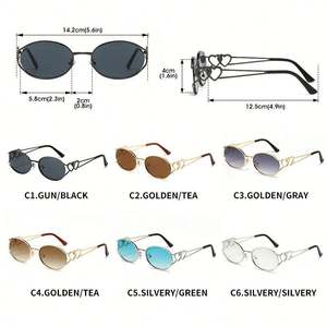 Gafas de Sol Redondas Y2K con Logotipo Personalizado, Diseño Retro Moderno 2025, Montura Metálica con Forma de Corazón, Protección UV400 para Mujer - Product Image 4