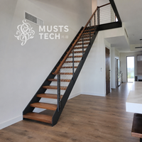 Escalier à double poutre moderne de luxe, sur mesure, fabrication directe usine