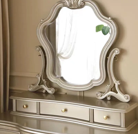 Table de toilette moderne en bois massif avec 4 tiroirs, miroir amovible et réglable, meuble de rangement durable pour chambre à coucher - Vente en gros