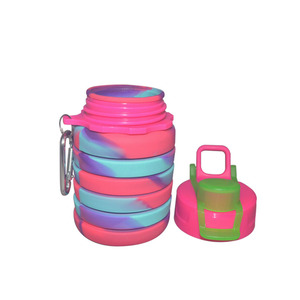 Bouteille d'eau pliable en silicone pour enfants, sans BPA, avec couvercle à paille et poignée, réutilisable, pour voyage, vente en gros - Product Image 3