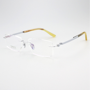 H2384 Montures de lunettes unisexe sans monture, très vendues, en <span class=keywords><strong>titane</strong></span> pur massif + corne de buffle d'eau, durables, classiques, rectangulaires, avec étui - Product Image 3