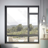 Fenêtres à battants en aluminium à rupture de pont thermique Prima, avec moustiquaire horizontale en acier inoxydable, double vitrage Low-E pour portes de maison et de villa