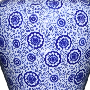 Pot de rangement en céramique chinoise peint à la main, motif floral Art Déco bleu et blanc avec accents dorés, écologique, pour la décoration de villa - Product Image 6