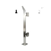Poteau de balustrade en acier inoxydable avec plaque de base, pilier de garde-corps en verre pour terrasse, balcon, escalier