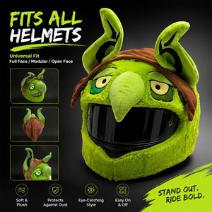 Funda Protectora Universal para Casco de Motocicleta Modular de Cara Completa, Diseño de Monstruo Verde Goblin, Felpa Suave de Imitación de Piel de Conejo, Antiarañazos - Product Image 4