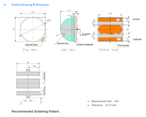 Samsungs SPHWHTL3DA0CF4QTY6 2.9V 1.05A 128 <b>High</b> <b>Power</b> <b>LED</b> Lighting Chip LH351D Cool White 5700K 167 Lm/W 50000h - Product Image 6