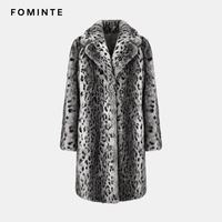 Manteau en fausse fourrure pour femme, imprimé léopard des neiges, chaud et épais, mi-long, élégant, en stock