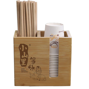 Porte-baguettes en bambou, boîte de rangement carrée divisée pour la vaisselle de cuisine - Product Image 5