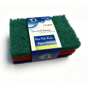 Paquete de 3 Estropajos de Nylon Cuadrados Ecológicos de Color Verde Intenso para Limpieza de Cocina, con Superficie Rugosa y Alta Absorción de Agua, 0.8 cm de Grosor - Product Image 1