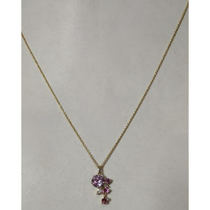 Collar con colgante de oro de 18 quilates con amatista, diamante y piedra lunar, diseño floral de flor de lila, joyería fina para seres queridos - Product Image 2