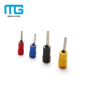 CE Disetujui Biru AWG16 ~ 14 PVC Kabel Lug Jenis Pin Bulat Kuningan Pin Terminal