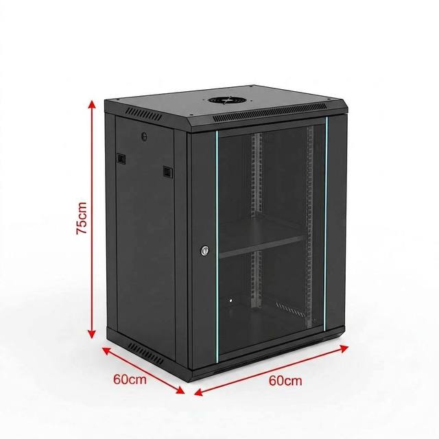 TBS 15U Wall Mounted Server Rack 19 Inch 600mm Depth Flat Pack KD Rolling IT Enclosure with Wheels for Security Monitoring Hub