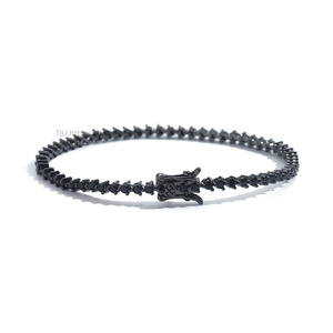 3Mm Wide 3-claw <b>Copper</b> Inlaid Zircon Black Tennis <b>Bracelet</b> 2mm Stone Tanjing Fashion Lijing Necklace - Product Image 4