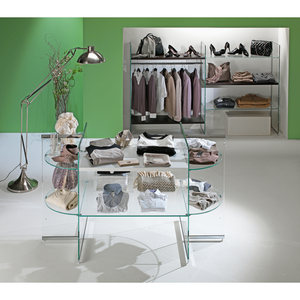 Modular Showcases Double Sided Central Composition 180x80x H 100 Glossy White <b>Display</b> <b>Racks</b> - Product Image 1