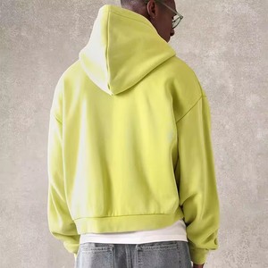 Felpa con Cappuccio e Zip da <span class=keywords><strong>Uomo</strong></span> di Alta Qualità, Vestibilità Corta e Squadrata, in Spugna Spessa, con Logo Personalizzato, Stile Streetwear per l'Inverno - Product Image 3