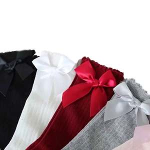 Chaussettes pour enfants I-0202, motif floral, grand nœud, chaussettes hautes pour filles, chaussettes longues en tricot doux, décontractées, écologiques, ajourées, chaussettes pour bébés - Product Image 5