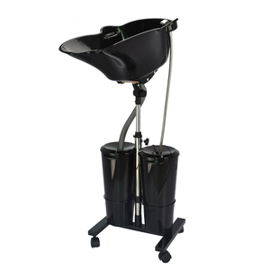 <span class=keywords><strong>Bac</strong></span> à shampoing portable réglable en hauteur avec plateau, léger et mobile, avec pulvérisateur pour les pieds et drain - Product Image 6