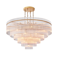 Lustre circulaire moderne de luxe en verre, luminaire suspendu multi-niveaux pour villa, salon, salle à manger, chambre à coucher, éclairage intérieur haut de gamme
