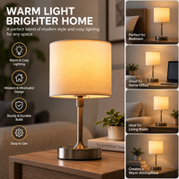Lampe de table à abat-jour en tissu avec charge sans fil, à intensité variable au toucher, rechargeable, sans fil, LED 5W, batterie 5200mAh, veilleuse pour chambre à coucher