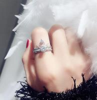 Ensemble de 2 bagues couronne pour femme, superposables, double couche, incrustées de strass, bande ouverte, deux pièces détachables assorties
