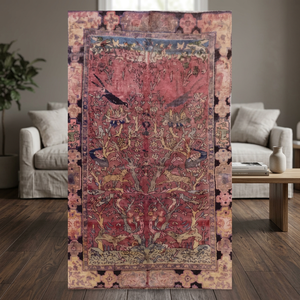 Tapis vintage de qualité supérieure fait main à Téhéran, en laine et coton, pour la décoration de la maison ou du bureau. - Product Image 3