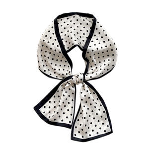 Bolso Pequeño de Moda con Estampado de Lunares y Flores Dulces 2025, Bolso de Mano con Cinta para el Cabello, Bufanda Delgada de Seda para Damas - Product Image 6