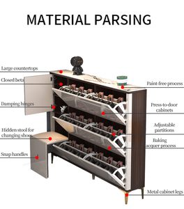 Space Efficient Flip Open <strong>Shoe</strong> Organizer <strong>Cupboard</strong> with Adjustable Shelves for Living Room Hallway and Office <strong>Shoe</strong> Rack Cabinet - Product Image 6