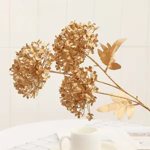 Fournitures de décoration d'événements, hortensia en or, fleur artificielle, feuilles de bambou, feuille de palmier perse, décorations de luxe pour la maison