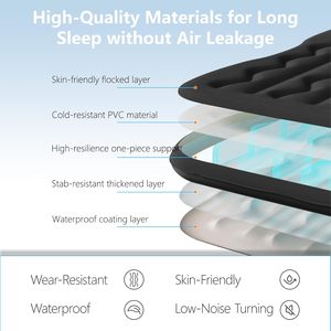 Matelas <span class=keywords><strong>gonflable</strong></span> épais pour voiture avec <span class=keywords><strong>cale</strong></span> latérale de sécurité, lit de <span class=keywords><strong>camping</strong></span> pour siège arrière de SUV - Product Image 5