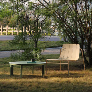 Mesa de centro redonda de aluminio, mesa de negocios informal, muebles modernos para exteriores, lo último - Product Image 1