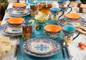 Service de table Euro Ceramics Collection Zanzibar, motif joyeux et porte-bonheur, style bohème durable, pour cuisine, salle à manger, restaurant - Product Image 3