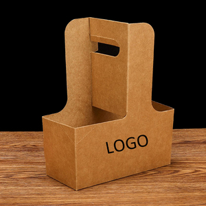 Portador de tazas de café de papel Kraft con logotipo personalizado de Xinrunjin con asa, soporte para bebidas para llevar respetuoso con el medio ambiente para uso de té de jugo de cafetería - Product Image 5