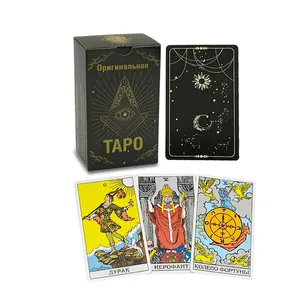 Taille d'impression personnalisée votre logo unique cartes de tarot imprimer étoile et lune feuille d'or meilleure carte de tarot avec boîte