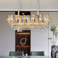 Lustre suspendu moderne de luxe TOGETHER, lampe de plafond décorative ovale longue et haute en cristal pour intérieur
