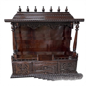 Beautiful Teak Wood Hand Carved Pooja Mandir Home Traditional Hindu Customised Worship <b>Unit</b> Living Room Bedroom Dining Durable - Product Image 1