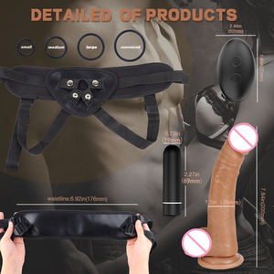 Jouets sexuels lesbiens étanches en silicone liquide en gros avec 9 modes de vibration, y compris dildo et sangle de bondage massante - Product Image 3