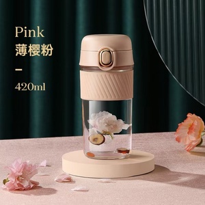 Bouteille d'eau en verre borosilicate personnalisée avec manchon en silicone, nouveau modèle de gobelet en acier inoxydable pour boire du jus - Product Image 4
