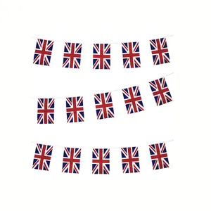 Decorative Polyester Fabric Printed Rectangle Triangle Pennant String British UK Bunting Flag