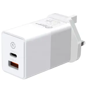 mini three pin uk wall dual port type c usb a qc3.0 pd gan fast travel charger adapter 65w for samsung iphone mobile phone