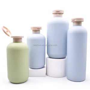 Özel HDPE 250ml 300ml 400ml 16oz yeşil sıkmak plastik şampuan şişesi 8oz vücut losyonu ambalaj