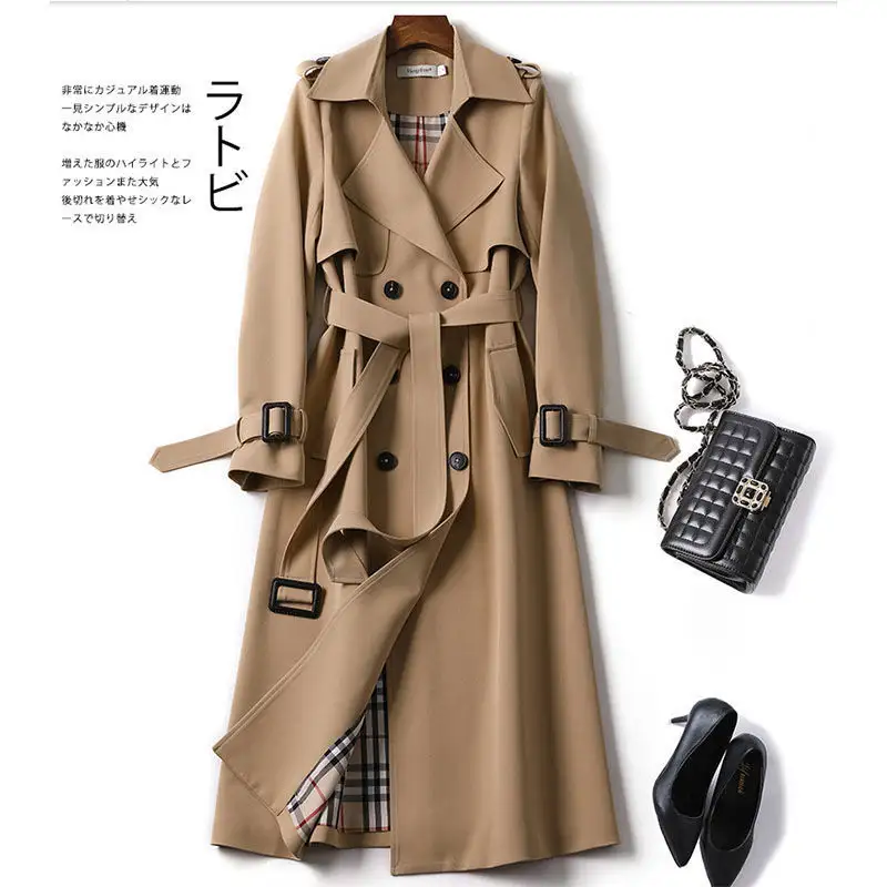 New Korean mid-length trench coat for women 2020 popular British over-the-knee overcoat for spring autumn