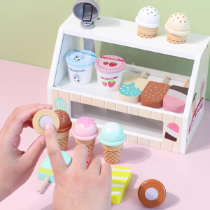 Enfants <span class=keywords><strong>jouet</strong></span> éducatif simulé maison crème glacée compteur de vente avec <span class=keywords><strong>bois</strong></span> rose fraise maison <span class=keywords><strong>jouet</strong></span> <span class=keywords><strong>magasin</strong></span> modèle - Product Image 2