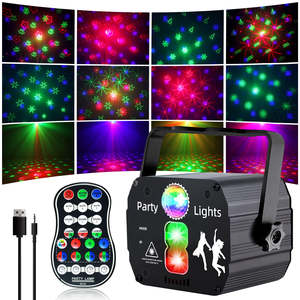 Mini Láser RGB para Fiestas, Luz DJ con 48 Patrones, Proyector de Haz de Luz Activado por Sonido con Control Remoto, IP54, 2500 Lúmenes, para Discotecas, Bares, Navidad - Product Image 1