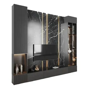 Modern Living Room Tv Wall Design And Cabinet Good Heat Dissipation Simple Tv Stand Wood Tv Cabinet And Coffee Table