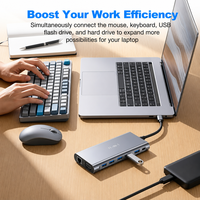Station d'accueil USB-C 11-en-1 avec HDMI 4K 30Hz, VGA, charge PD 100W, Ethernet RJ45 100 Mbps, USB 3.0, SD, TF et audio 3,5 mm