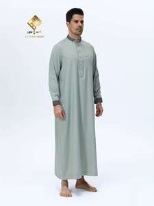 HARAMAIN MEN THOUB Robe arabe pour homme, matériau doux haut de gamme, design à quatre boutons, col montant, style long et de bonne qualité - Product Image 4