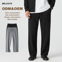 Prêt à expédier Pantalon de jogging pour homme à cordon de serrage, coupe ample, coupe droite mi-haute, décontracté, 100% Coton, Faible MOQ, Vente en gros