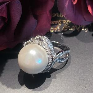 925 perak murni perhiasan mutiara zirkon cincin kubik zirkonia janji cincin pernikahan untuk wanita - Product Image 2