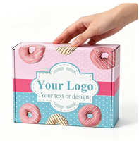 Boîte d'emballage en carton ondulé rose personnalisée pour biscuits, vente en gros, emballage pour gâteaux, biscuits, beignets avec logo